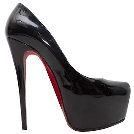 Escarpins à plateforme à bout pointu en cuir verni noir Christian Louboutin Taille 39