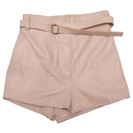 Short de couro bege com cinto Christian Dior Tamanho FR 36
