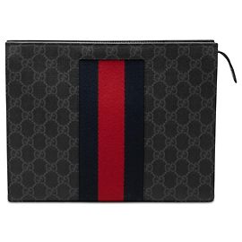 Schwarze Gucci GG Supreme Web Clutch