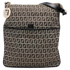 Fendi Zucchino Crossbody-Tasche aus braunem Canvas