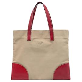 Tote Prada in Canapa con rifiniture in Cinghiale marrone