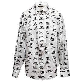 Top de botones con estampado del logotipo Balenciaga blanco y negro Talla FR 34