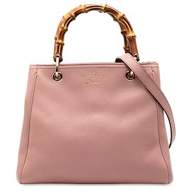 Gucci Small Calfskin Bamboo Shopper Umhängetasche aus rosa Kalbsleder