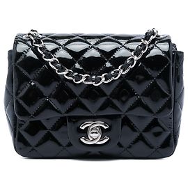 Mini Borsa Chanel Square Classic Black Patent Single Flap Crossbody
