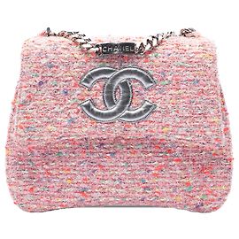 Borsa a tracolla Chanel CC Confetti in tweed rosa