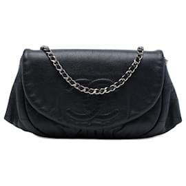 Borsa a tracolla con catena Black Chanel CC Caviar Half Moon