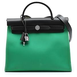 Hermès Toile Herbag Zip 31 Satchel Schwarz