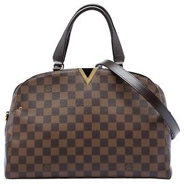 Borsa a tracolla bowling Louis Vuitton Kensington Damier Ebene marrone