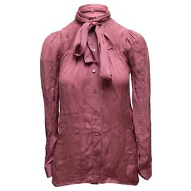 Blusa de seda con lazo Pussy Bow rosa Gucci Talla IT 36