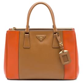 Borsa Prada Medium Bicolor Saffiano Lux Galleria Double Zip Arancione