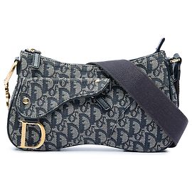 Blau Dior Diorissimo Trotter Canvas Double Saddle Crossbody