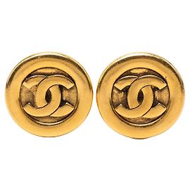 Orecchini a clip rotondi Chanel CC placcati oro
