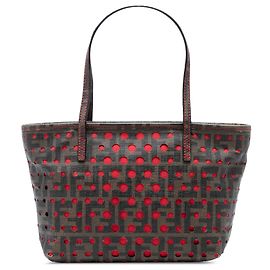Tote Roll Perforated Zucca Spalmati Small Marrone Fendi