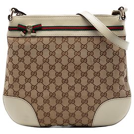 Borsa a tracolla Gucci GG Canvas Web Mayfair Beige
