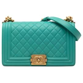 Borsa a tracolla Boy Flap in agnello trapuntato Chanel Old Medium blu