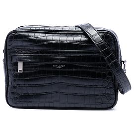 Saint Laurent Kamera Tasche aus schwarzem Krokodilprägeleder