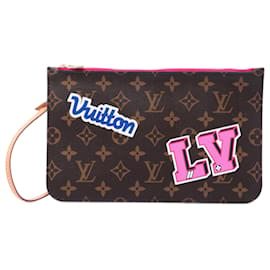 Louis Vuitton Monogram Patches Neverfull MM Pouch Braun