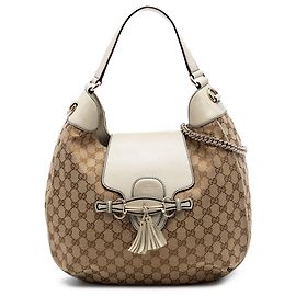 Borsa a tracolla Emily Medium GG Canvas Gucci Beige