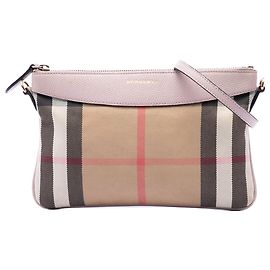 Borsa a tracolla Peyton in tela House Check beige Burberry