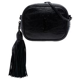 Borsa Camera Blogger Mini in pelle embossed croc nera Saint Laurent
