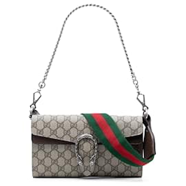 Borsa a tracolla Gucci Small GG Supreme East West Dionysus con patta Beige