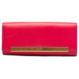 Clutch con patta Lutetia in pelle di vitello liscia rosa Saint Laurent