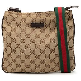 Borsa a tracolla Gucci GG Canvas Web beige