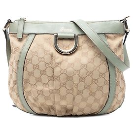Borsa a tracolla Abbey D Ring in tela GG Gucci verde