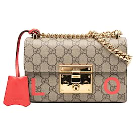 Borsa a tracolla e a spalla Gucci Small GG Supreme Love Padlock beige