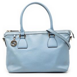 Borsa satchel Blue Gucci Dollar in pelle di vitello GG Charm
