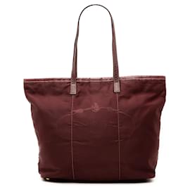 Tote Tessuto Canapa rosso con logo Prada