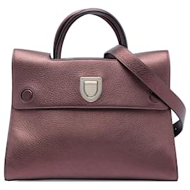 Borsa Diorever in pelle di vitello granulata metallizzata rossa, misura Medium