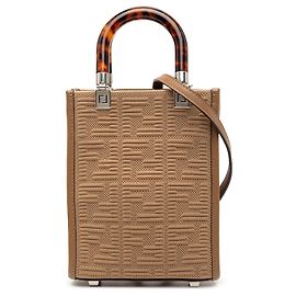 Borsa Tote Sunshine Shopper in tessuto tecnico con stampa Mini Zucca marrone Fendi