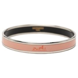 Pink Hermès Narrow Caleche Enamel Bangle 65 Costume Bracelet