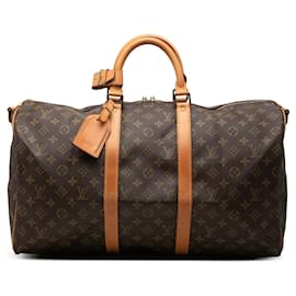 Borsa da viaggio Louis Vuitton Monogram Keepall Bandouliere 50 Marrone