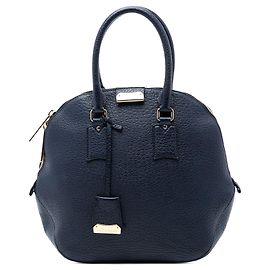 Borsa Bowling Heritage Orchard in pelle di vitello a grana grossa blu Burberry