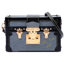 Borsa a tracolla Louis Vuitton Epi Denim Petite Malle blu