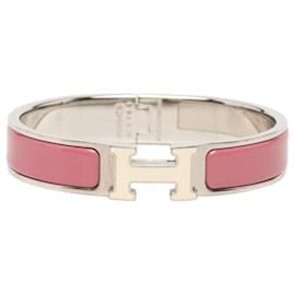 Pink Hermès Narrow Enamel Clic H Bracelet PM