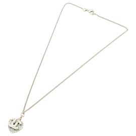 Collana con pendente logo CC e cuore in strass placcato oro Chanel Gold