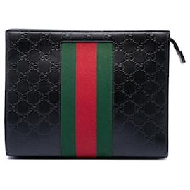 Schwarze Gucci Guccissima Web Clutch