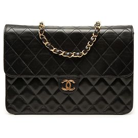 Borsa a tracolla Chanel Medium CC in agnello trapuntato nero