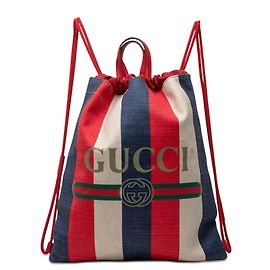 Mochila de cordón Gucci Canvas Sylvie Baiadera Web roja
