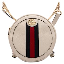 Gucci Mini Ophidia Leder-Rundrucksack in Weiß