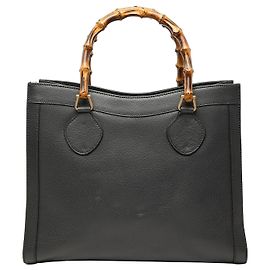 Borsa Tote Gucci Diana in pelle nera, dimensione Medium, con manico in bambù