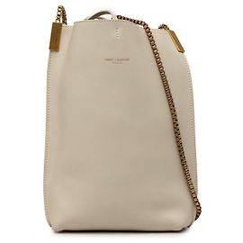 Borsa a tracolla hobo Saint Laurent Suzanne mini in pelle di vitello beige