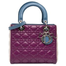 Lady Dior Satchel aus dreifarbigen Cannage-Lammleder in Lila Medium
