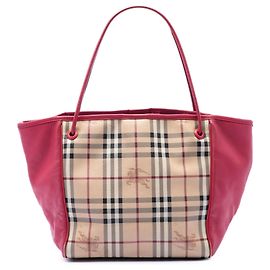 Borsa Tote Burberry Canterbury Small in tela rivestita Haymarket Check e pelle di vitello, Beige