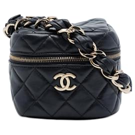 Beauty Case Cube in Agnello Trapuntato Chanel CC Nero