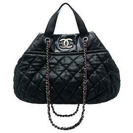 Borsa satchel Chanel Large Quilted Iridescent Calfskin In The Mix nera