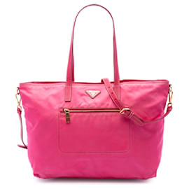 Bolso Satchel Prada Tessuto rosa con bolsillo frontal